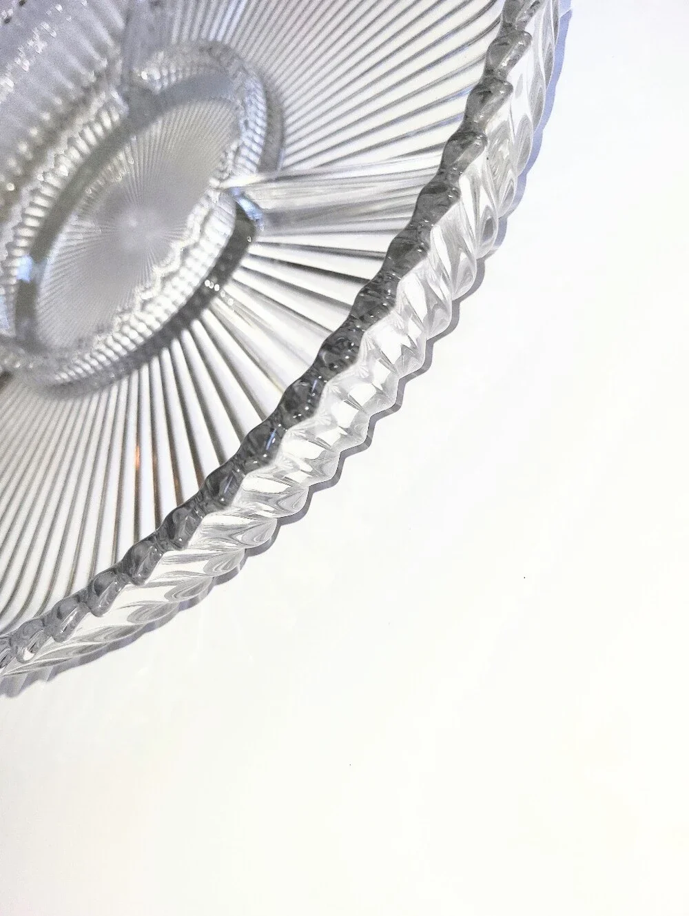NIB Vintage 1980s Mikasa Crystal Diamond Fire Divided Serving Platter 14 Inch